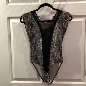 Snakeskin mesh bodysuit